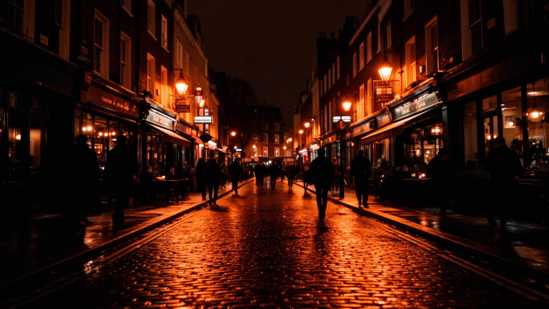 London streets at night